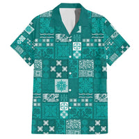 Vintage Hawaiian Quilting Patterns Family Matching Summer Maxi Dress and Hawaiian Shirt Turquoise Style Tribal Fabric Patchwork - Polynesian Pride