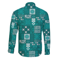 Vintage Hawaiian Quilting Patterns Family Matching Summer Maxi Dress and Hawaiian Shirt Turquoise Style Tribal Fabric Patchwork - Polynesian Pride