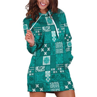 Vintage Hawaiian Quilting Patterns Hoodie Dress Turquoise Style Tribal Fabric Patchwork LT9 Turquoise - Polynesian Pride