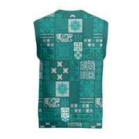 Vintage Hawaiian Quilting Patterns Christmas Knitted V-Neck Vest Turquoise Style Tribal Fabric Patchwork - Polynesian Pride