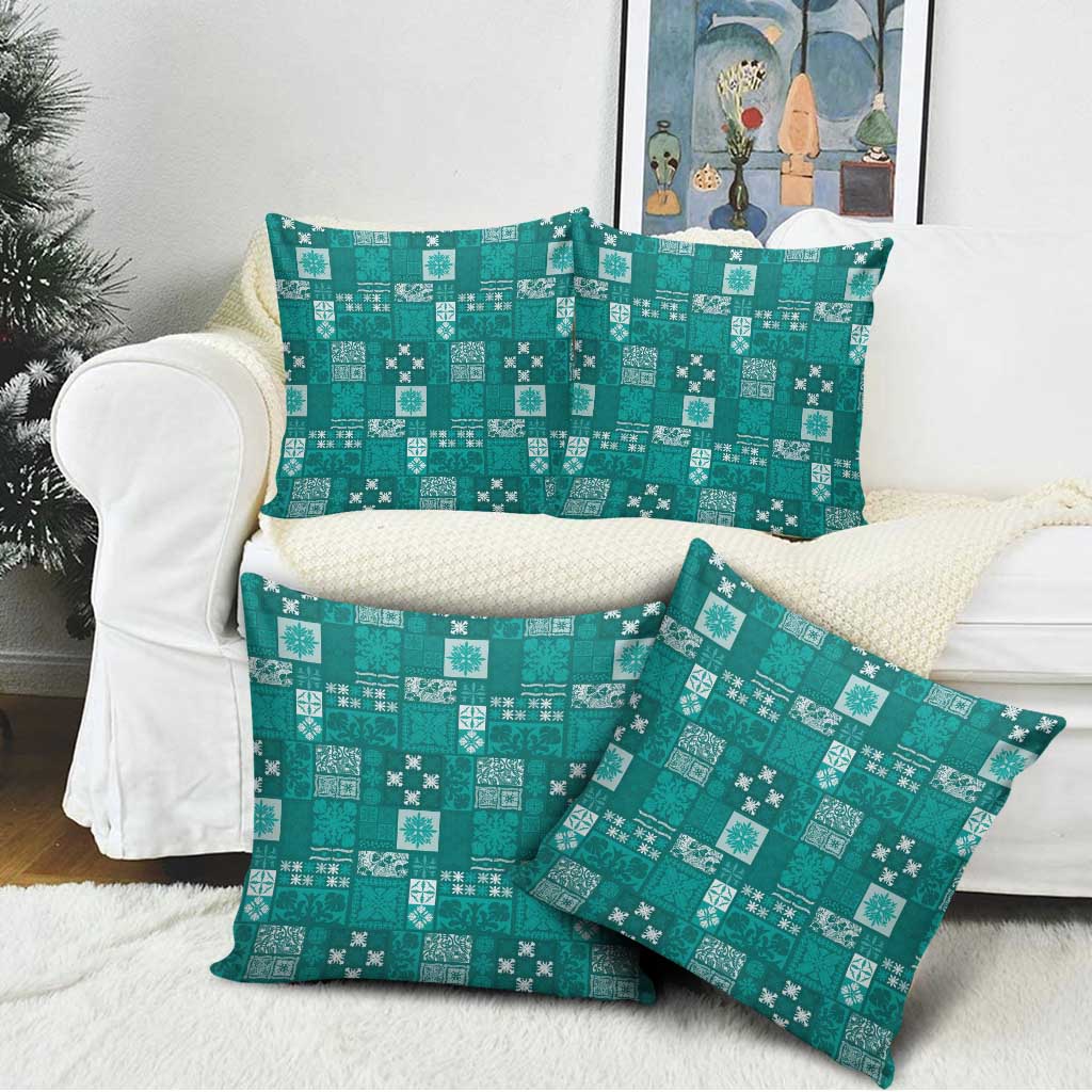Vintage Hawaiian Quilting Patterns Pillow Cover Turquoise Style Tribal Fabric Patchwork - Polynesian Pride