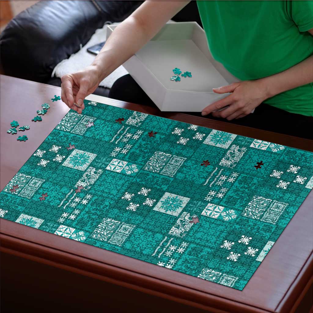 Vintage Hawaiian Quilting Patterns Puzzle Turquoise Style Tribal Fabric Patchwork - Polynesian Pride