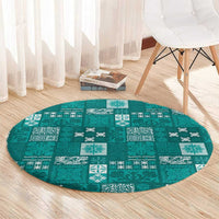 Vintage Hawaiian Quilting Patterns Round Carpet Turquoise Style Tribal Fabric Patchwork - Polynesian Pride