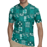Vintage Hawaiian Quilting Patterns Rugby Jersey Turquoise Style Tribal Fabric Patchwork - Polynesian Pride