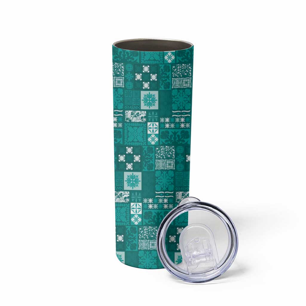 Vintage Hawaiian Quilting Patterns Skinny Tumbler Turquoise Style Tribal Fabric Patchwork - Polynesian Pride