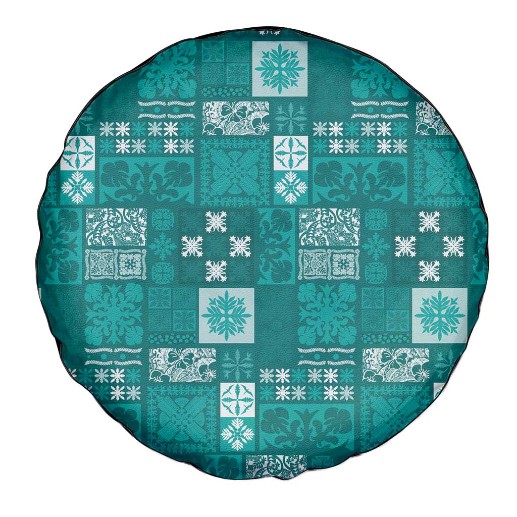 Vintage Hawaiian Quilting Patterns Spare Tire Cover Turquoise Style Tribal Fabric Patchwork - Polynesian Pride