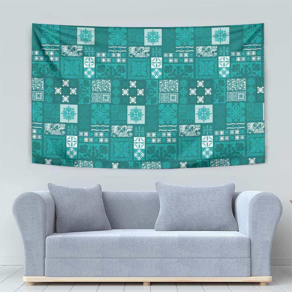 Vintage Hawaiian Quilting Patterns Tapestry Turquoise Style Tribal Fabric Patchwork - Polynesian Pride
