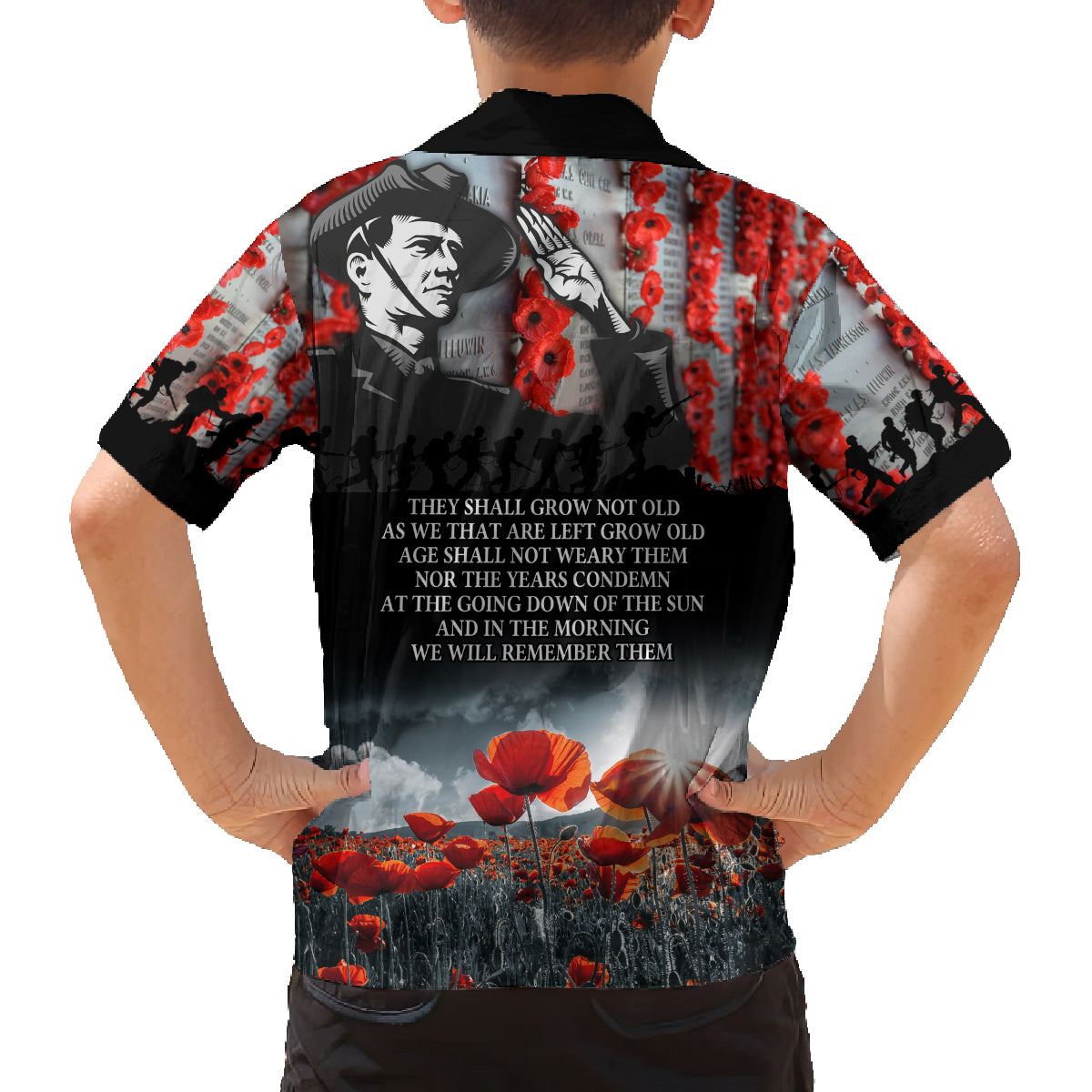 ANZAC DAY Heroes Of The Gallipoli Family Matching Off Shoulder Short Dress and Hawaiian Shirt LT9 - Polynesian Pride