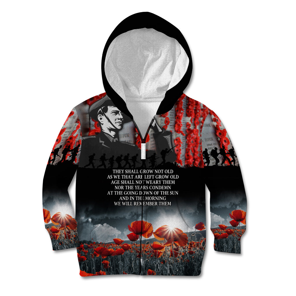 ANZAC DAY Heroes Of The Gallipoli Kid Hoodie LT9 Zip Hoodie Black - Polynesian Pride