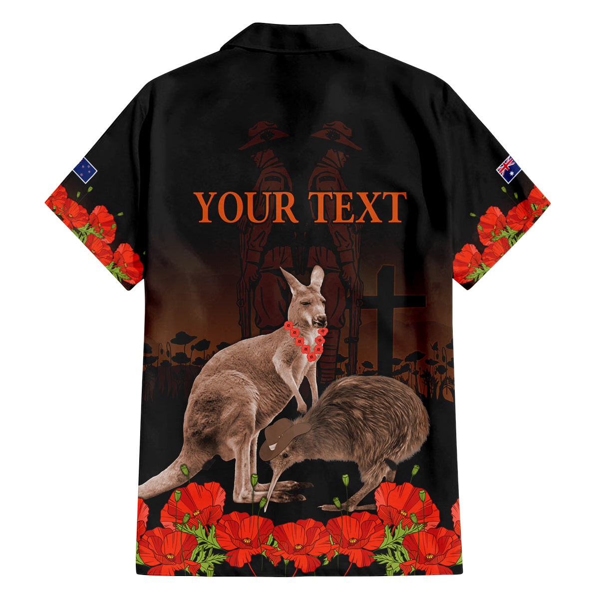 Kangaroo and Kiwi Bird ANZAC Day Custom Family Matching Puletasi and Hawaiian Shirt Soldier Style LT9 - Polynesian Pride