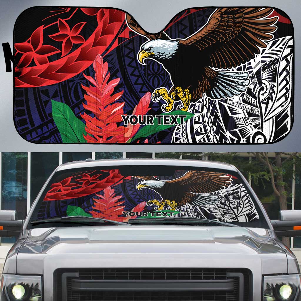 American Samoa Bald Eagle Personalized Auto Sun Shade Samoa Muamua Le Atua - Polynesian Pride