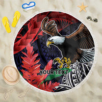 American Samoa Bald Eagle Personalized Beach Blanket Samoa Muamua Le Atua LT9 One Size 150cm Blue - Polynesian Pride