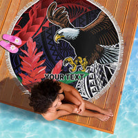 American Samoa Bald Eagle Personalized Beach Blanket Samoa Muamua Le Atua LT9 - Polynesian Pride