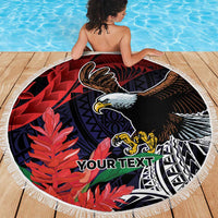 American Samoa Bald Eagle Personalized Beach Blanket Samoa Muamua Le Atua LT9 - Polynesian Pride