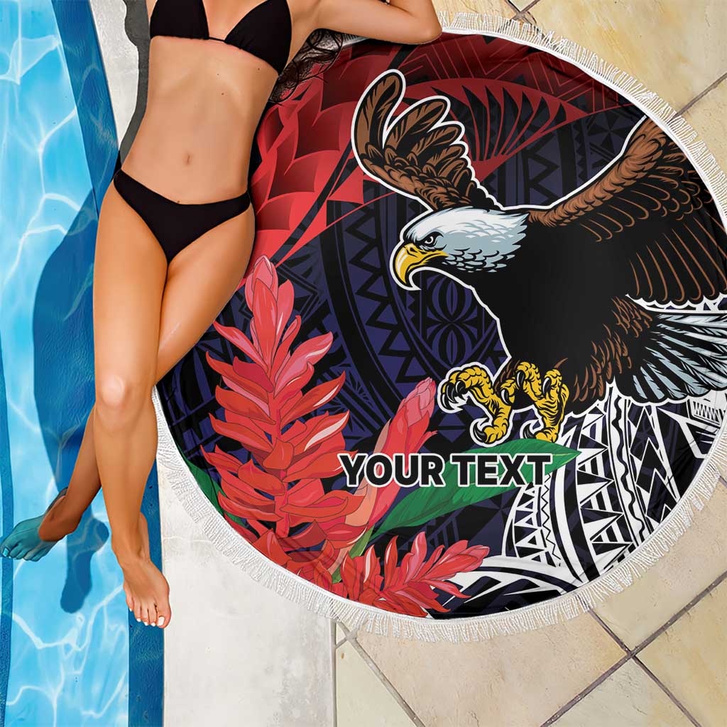 American Samoa Bald Eagle Personalized Beach Blanket Samoa Muamua Le Atua LT9 - Polynesian Pride