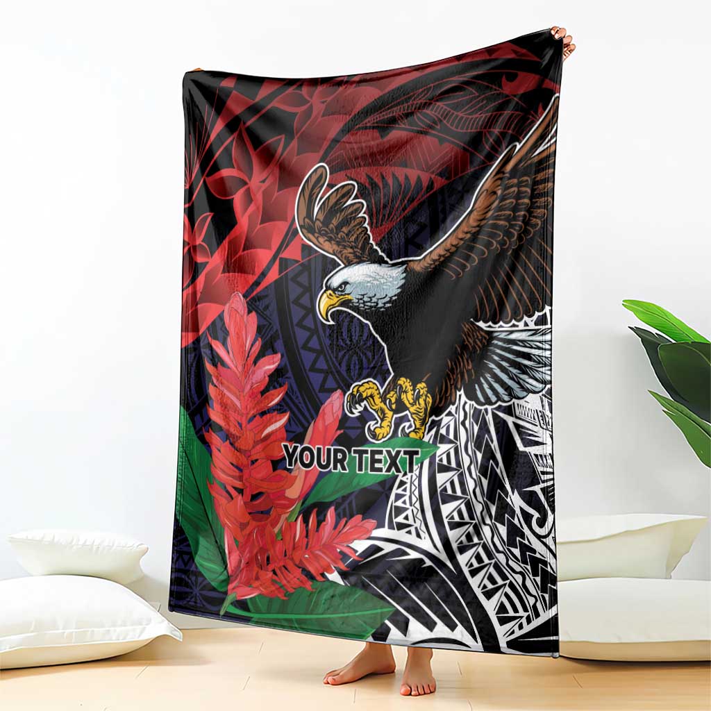 American Samoa Bald Eagle Personalized Blanket Samoa Muamua Le Atua LT9 - Polynesian Pride