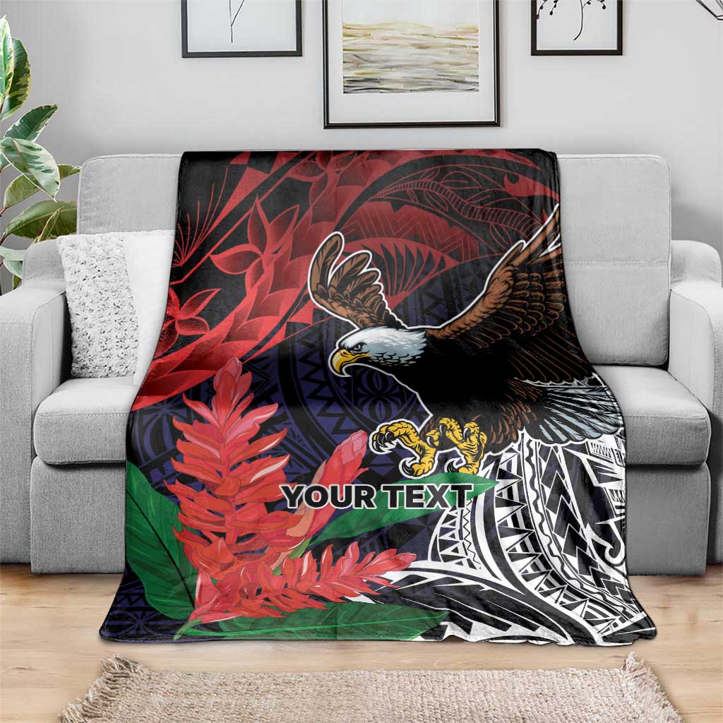 American Samoa Bald Eagle Personalized Blanket Samoa Muamua Le Atua LT9 - Polynesian Pride