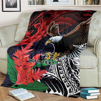 American Samoa Bald Eagle Personalized Blanket Samoa Muamua Le Atua LT9 - Polynesian Pride