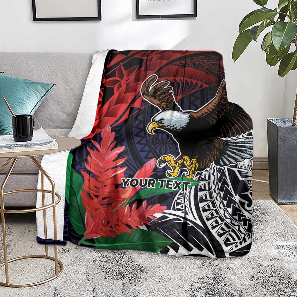 American Samoa Bald Eagle Personalized Blanket Samoa Muamua Le Atua LT9 - Polynesian Pride