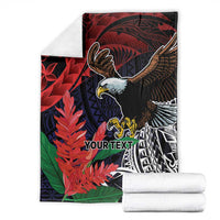 American Samoa Bald Eagle Personalized Blanket Samoa Muamua Le Atua LT9 - Polynesian Pride