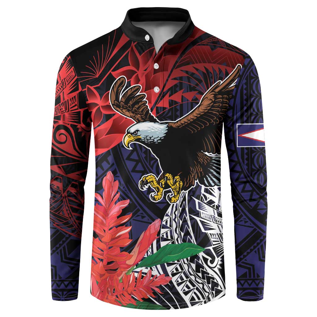 American Samoa Bald Eagle Personalized Button Sweatshirt Samoa Muamua Le Atua