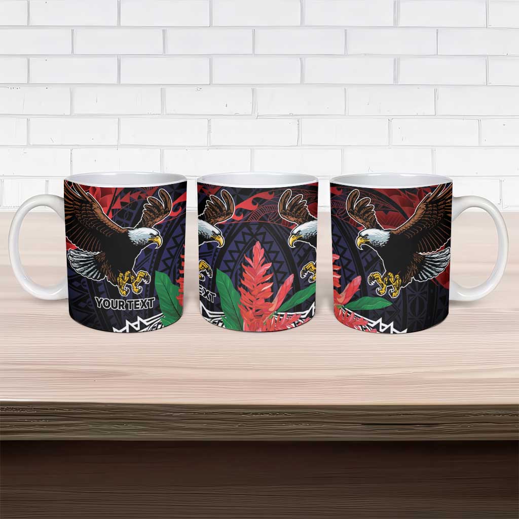 American Samoa Bald Eagle Personalized Ceramic Mug Samoa Muamua Le Atua - Polynesian Pride