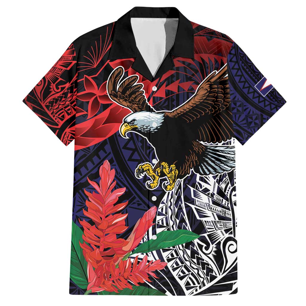 American Samoa Bald Eagle Personalized Family Matching Short Sleeve Bodycon Dress and Hawaiian Shirt Samoa Muamua Le Atua