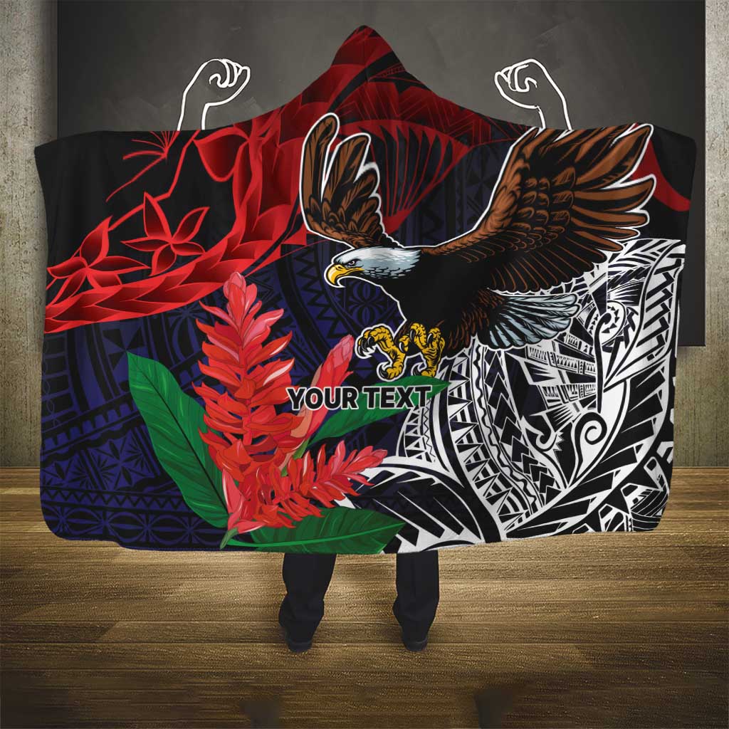 American Samoa Bald Eagle Personalized Hooded Blanket Samoa Muamua Le Atua