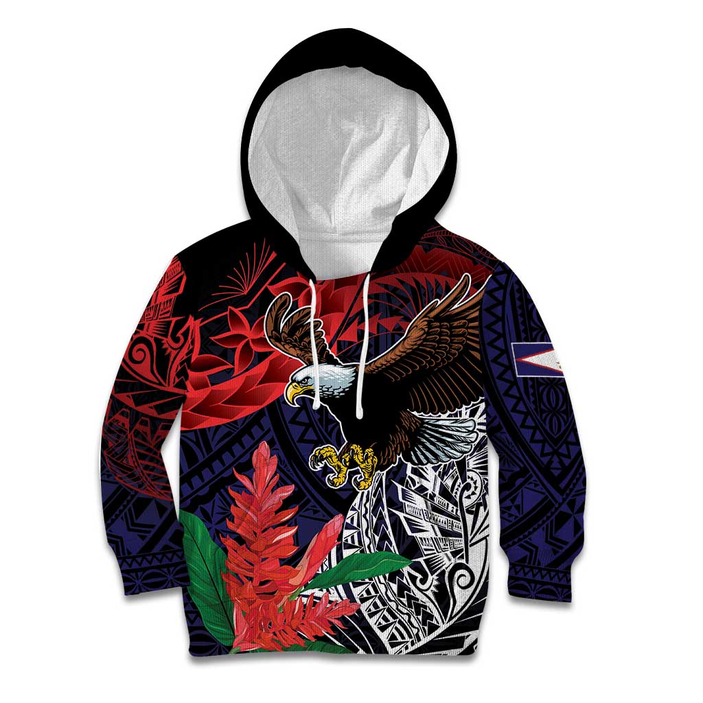 American Samoa Bald Eagle Personalized Kid Hoodie Samoa Muamua Le Atua