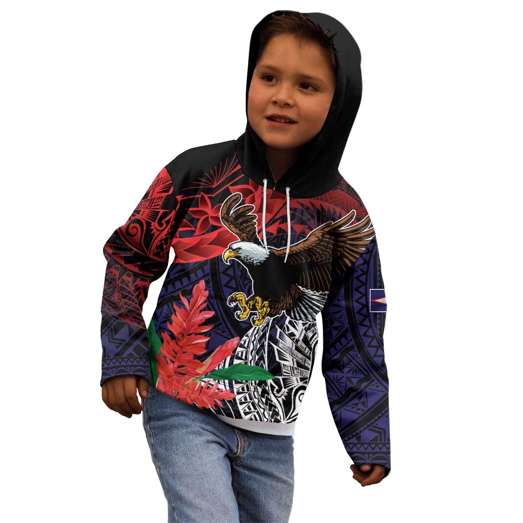 American Samoa Bald Eagle Personalized Kid Hoodie Samoa Muamua Le Atua