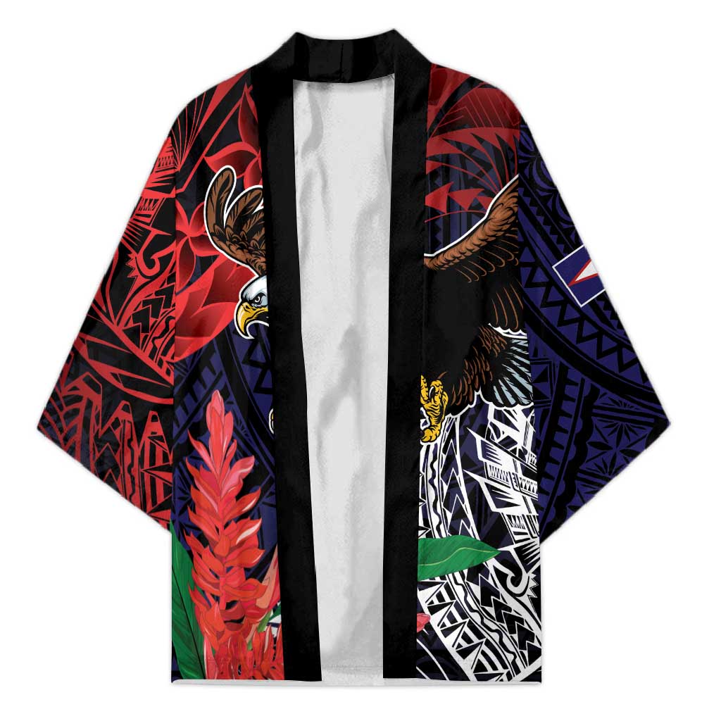 American Samoa Bald Eagle Personalized Kimono Samoa Muamua Le Atua - Polynesian Pride