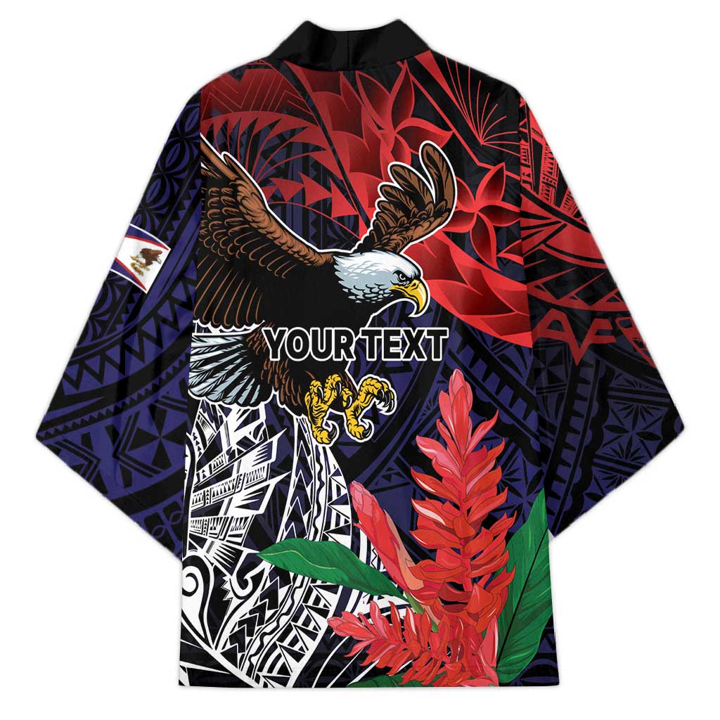 American Samoa Bald Eagle Personalized Kimono Samoa Muamua Le Atua - Polynesian Pride