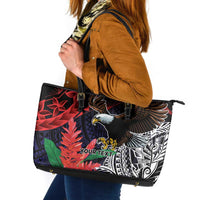 American Samoa Bald Eagle Personalized Leather Tote Bag Samoa Muamua Le Atua