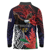 American Samoa Bald Eagle Personalized Long Sleeve Polo Shirt Samoa Muamua Le Atua