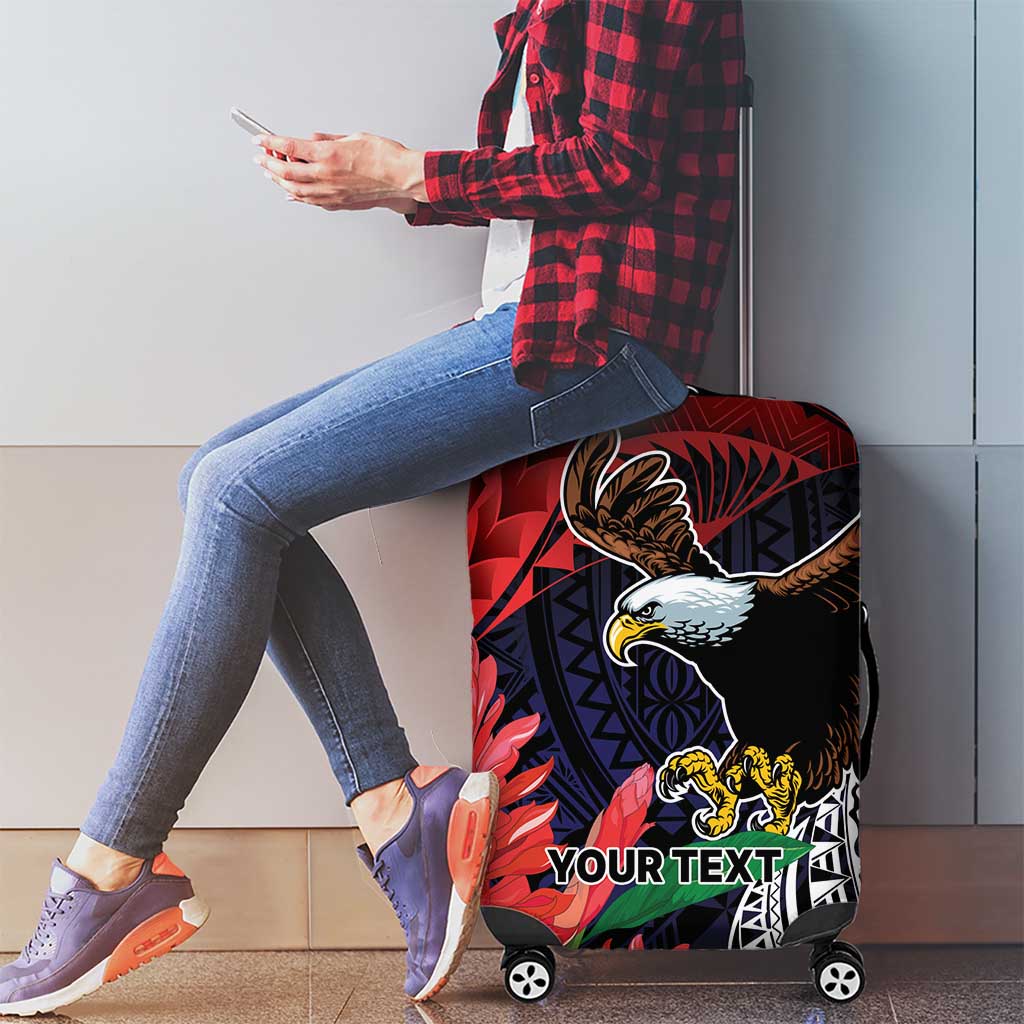American Samoa Bald Eagle Personalized Luggage Cover Samoa Muamua Le Atua