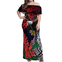 American Samoa Bald Eagle Personalized Off Shoulder Maxi Dress Samoa Muamua Le Atua