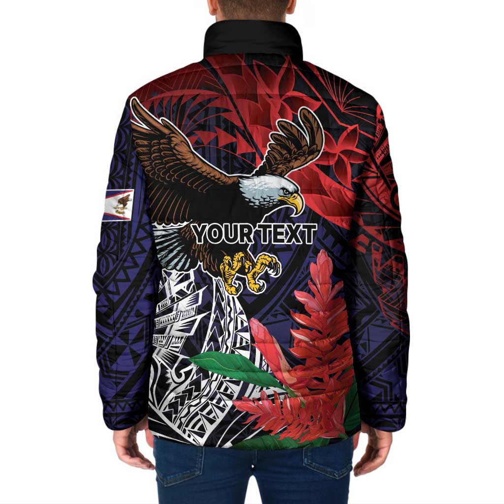 American Samoa Bald Eagle Personalized Padded Jacket Samoa Muamua Le Atua - Polynesian Pride