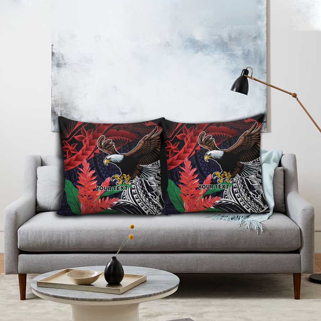American Samoa Bald Eagle Personalized Pillow Cover Samoa Muamua Le Atua - Polynesian Pride