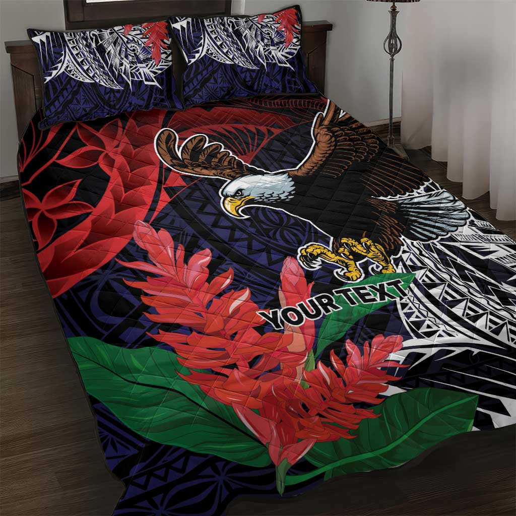 American Samoa Bald Eagle Personalized Quilt Bed Set Samoa Muamua Le Atua
