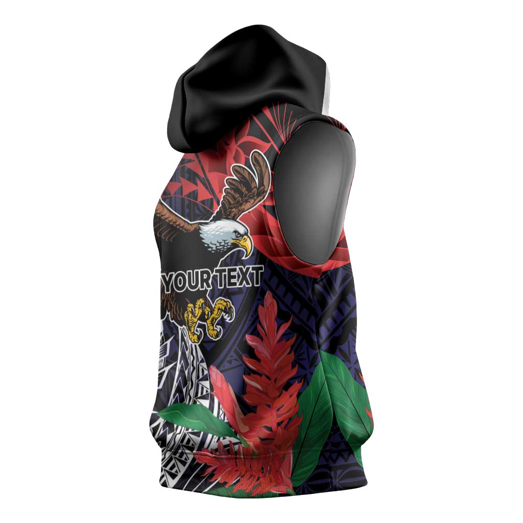 American Samoa Bald Eagle Personalized Sleeveless Hoodie Samoa Muamua Le Atua - Polynesian Pride