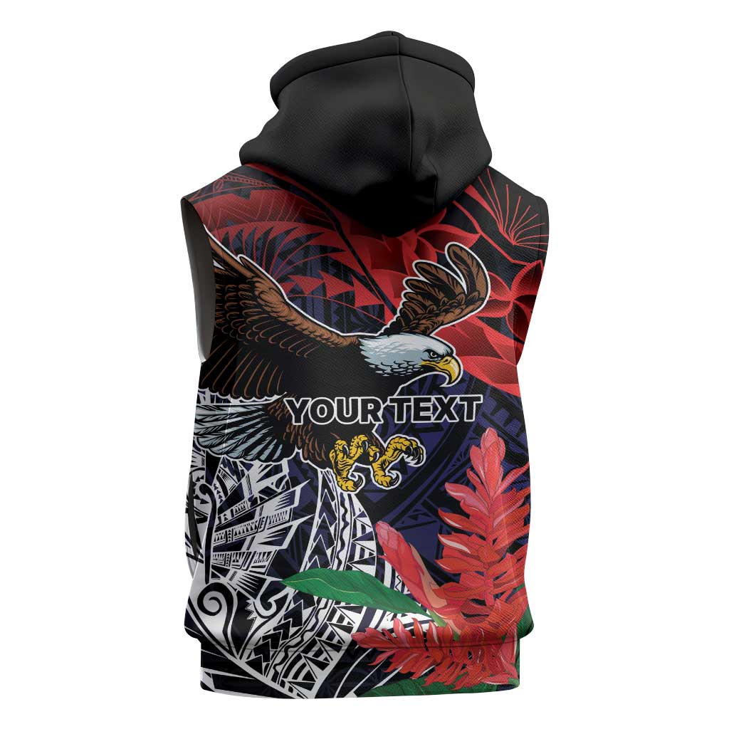 American Samoa Bald Eagle Personalized Sleeveless Zip Hoodie Samoa Muamua Le Atua LT9 - Polynesian Pride