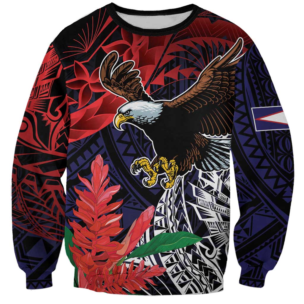 American Samoa Bald Eagle Personalized Sweatshirt Samoa Muamua Le Atua