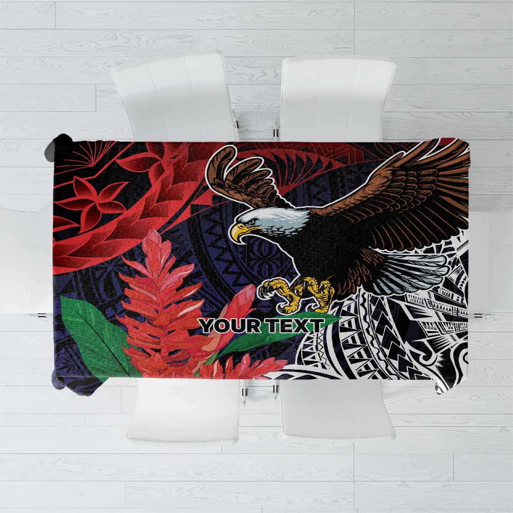 American Samoa Bald Eagle Personalized Tablecloth Samoa Muamua Le Atua