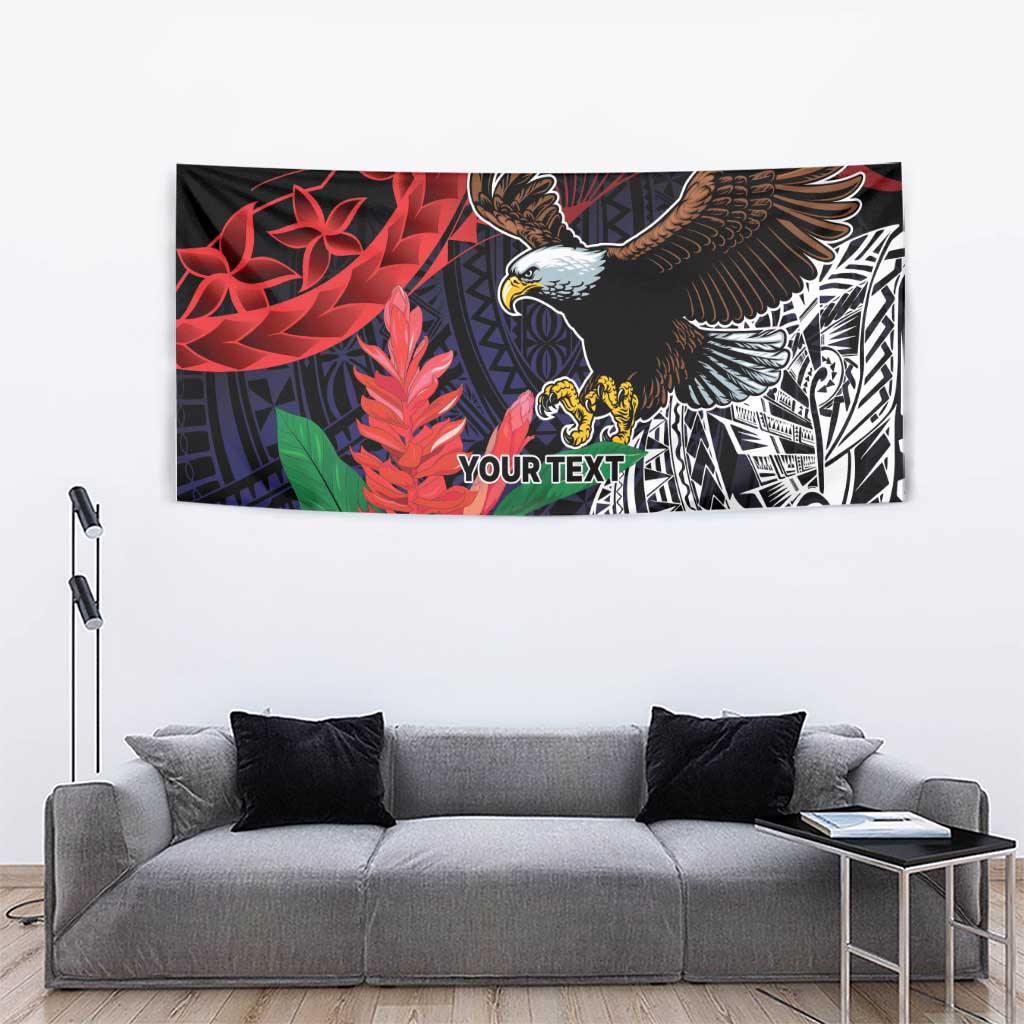 American Samoa Bald Eagle Personalized Tapestry Samoa Muamua Le Atua