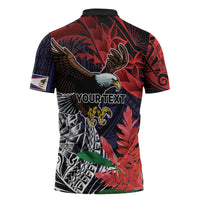 American Samoa Bald Eagle Personalized Zipper Polo Shirt Samoa Muamua Le Atua - Polynesian Pride