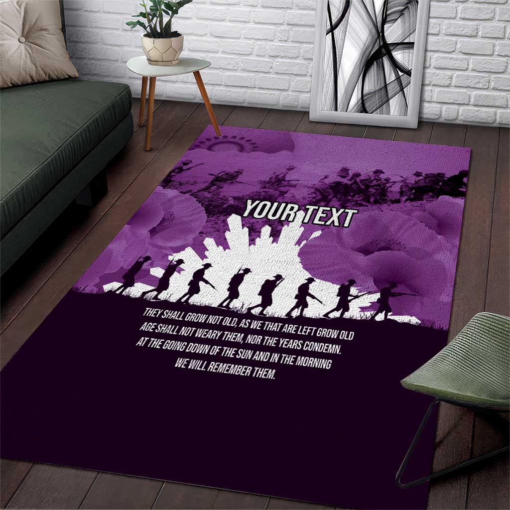 Anzac Day Gallipoli Personalised Area Rug Purple Poppy Flowers