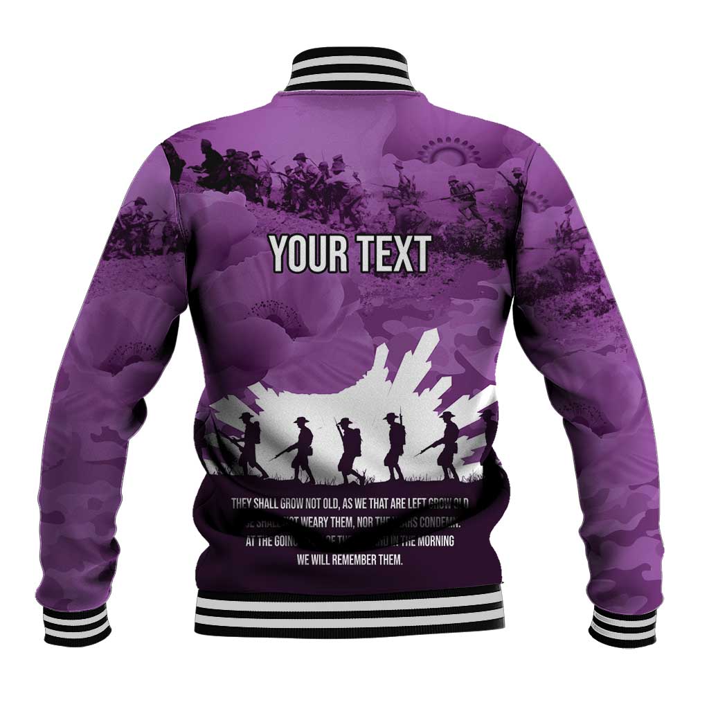 Anzac Day Gallipoli Personalised Baseball Jacket Purple Poppy Flowers LT9 - Polynesian Pride