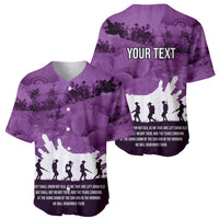 Anzac Day Gallipoli Personalised Baseball Jersey Purple Poppy Flowers