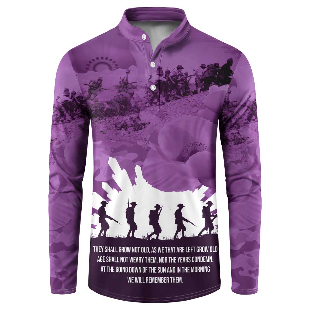 Anzac Day Gallipoli Personalised Button Sweatshirt Purple Poppy Flowers LT9 Purple - Polynesian Pride