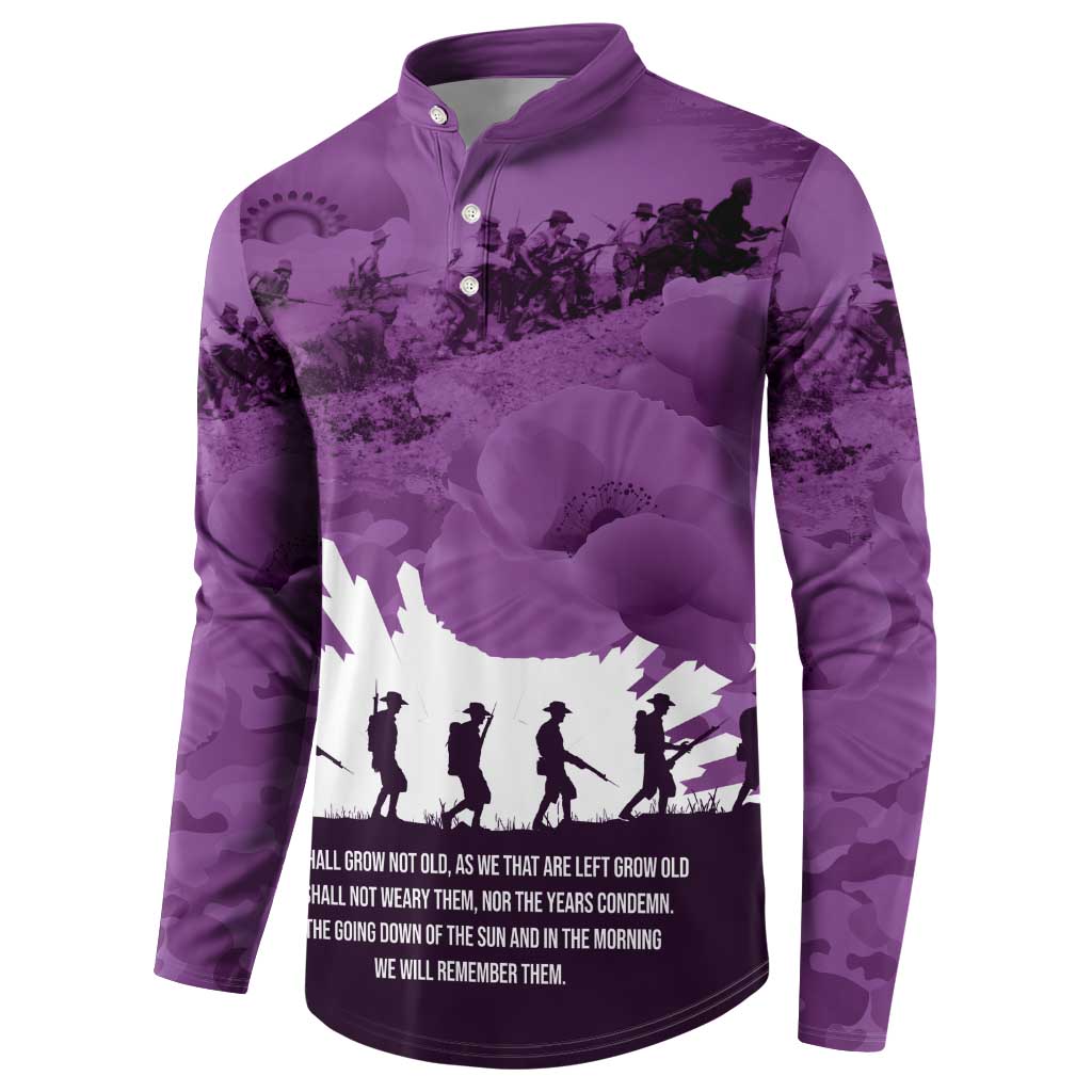 Anzac Day Gallipoli Personalised Button Sweatshirt Purple Poppy Flowers LT9 - Polynesian Pride